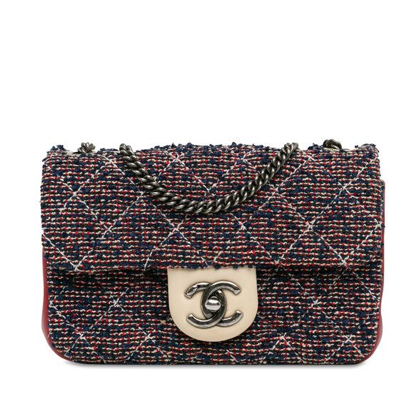 Pre-Loved Chanel CC Quilted Tweed Single Flap - Picture 1 of 12